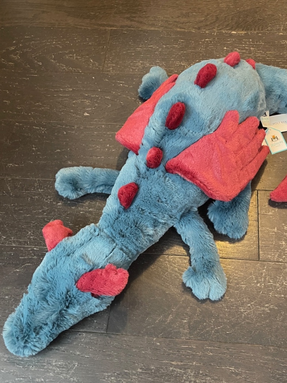 BNWT RARE Jellycat HUGE Dexter blue red dragon 26" HTF super cute stuffed toy